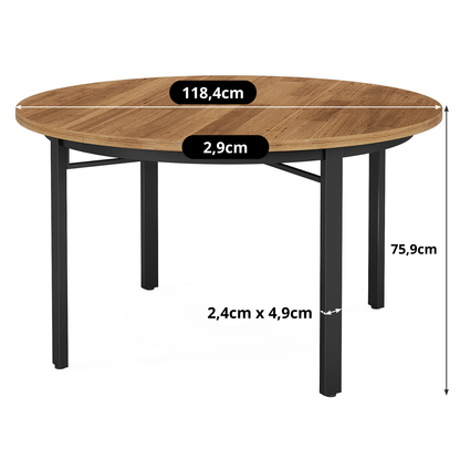 Table à manger ronde en bois pieds métal