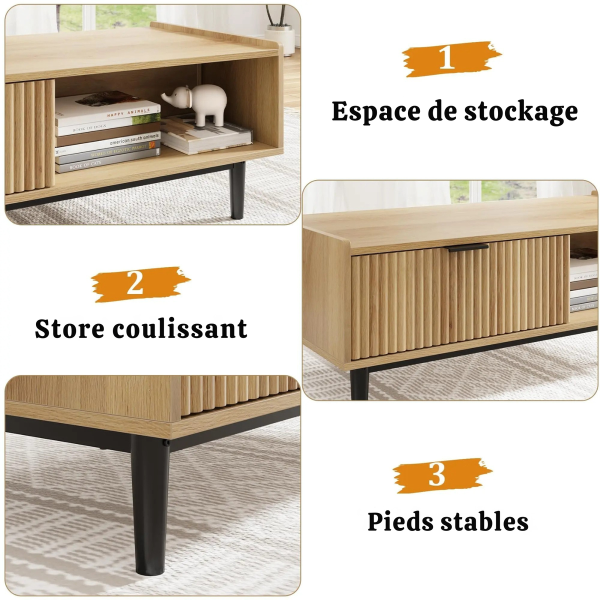 Table basse bois stockage