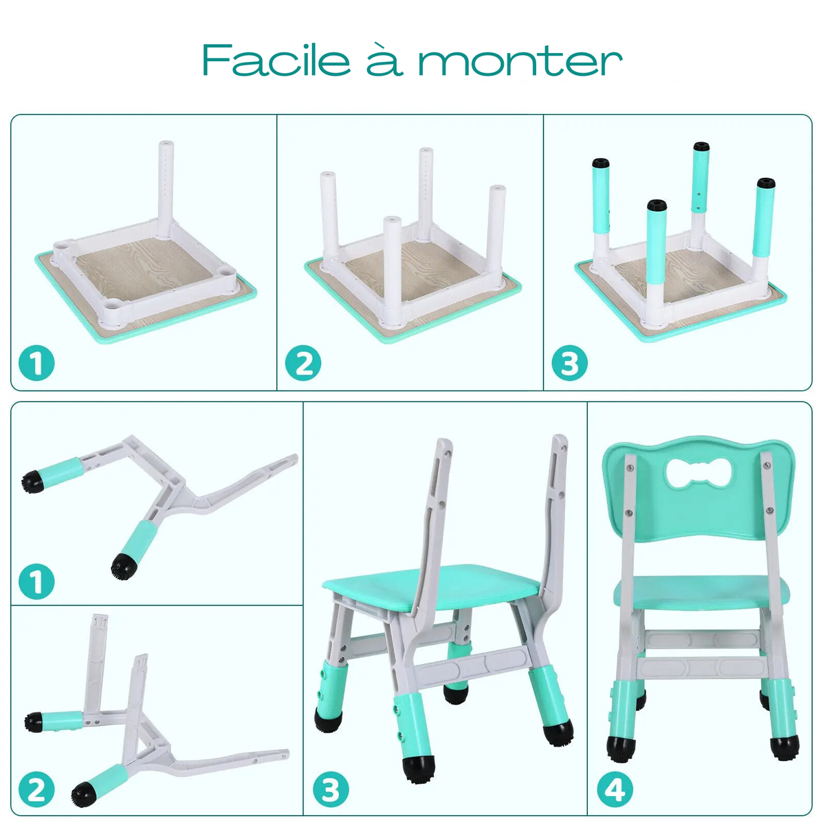 Table pour enfant multifonction, 2 chaises