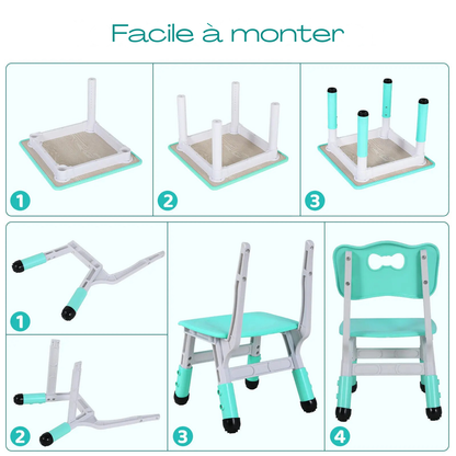 Table pour enfant multifonction, 2 chaises