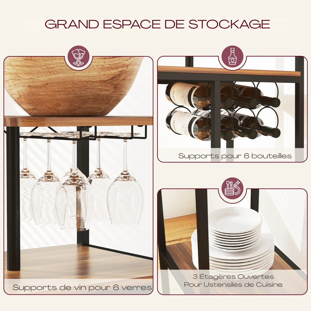 Table haute bois + 2 tabourets