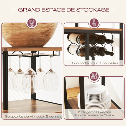 Table haute bois + 2 tabourets