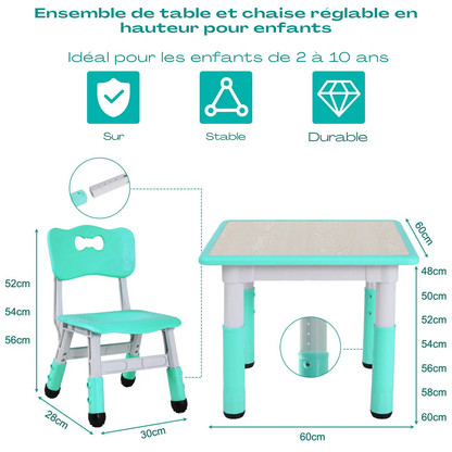 Table pour enfant multifonction, 2 chaises