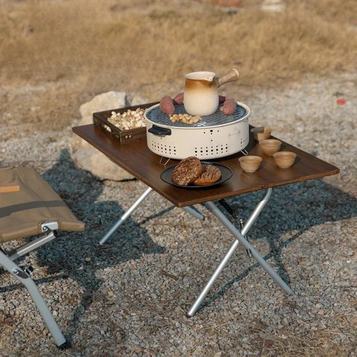 Table de jardin pliable bambou