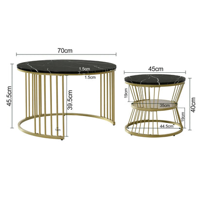 Table basse marbre noir gigogne