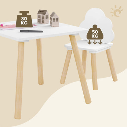 Table enfant en bois, 2 chaises