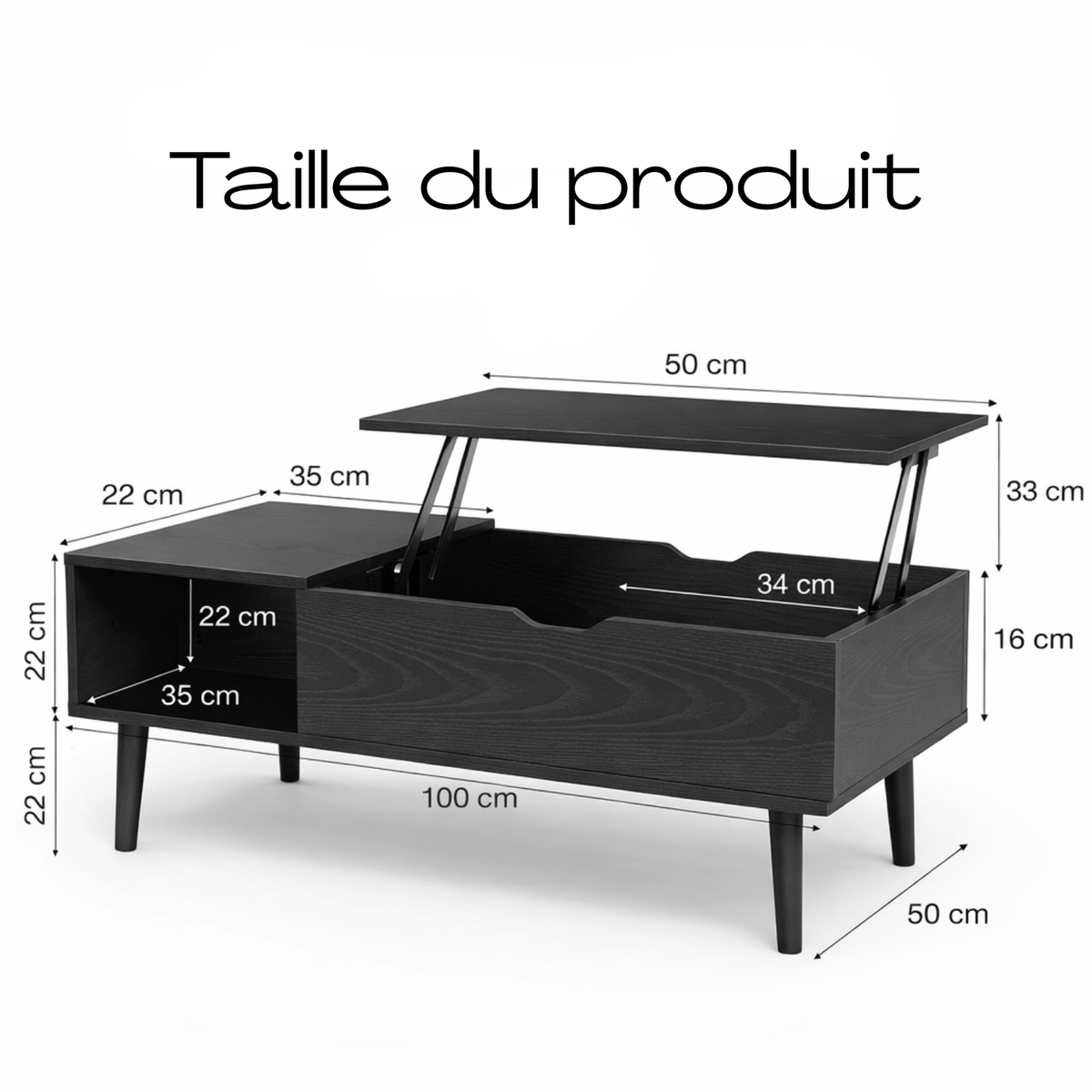 Table basse en bois plateau relevable