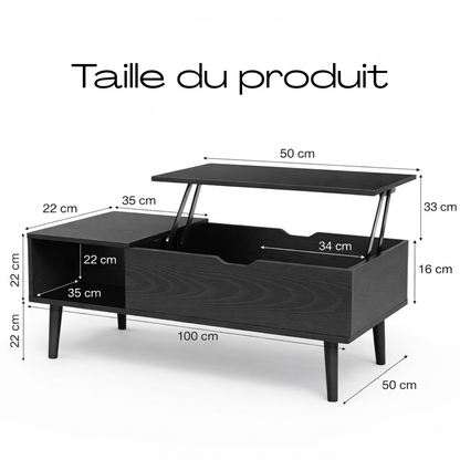 Table basse en bois plateau relevable