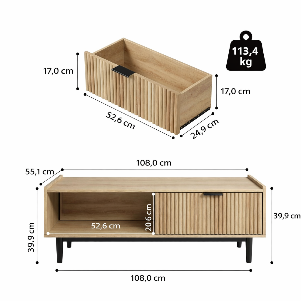 Table basse bois stockage