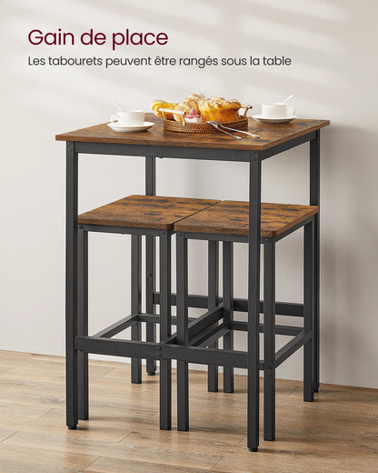 Table haute bois avec chaises