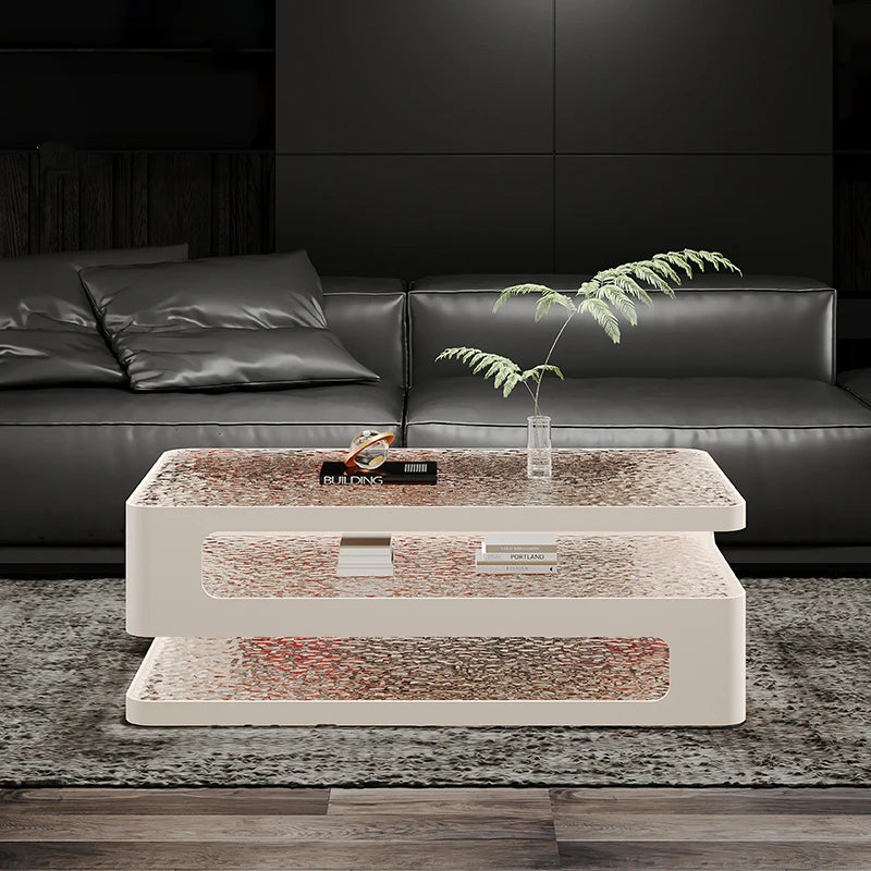 Table basse bois verre design