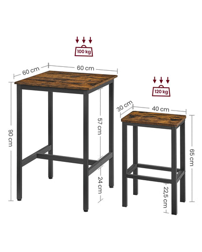 Table haute bois avec chaises