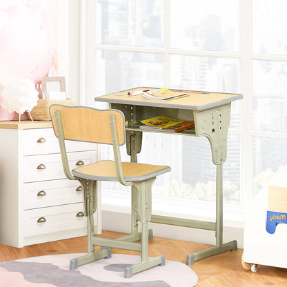 Table enfant en bois et métal avec casier, 1 chaise