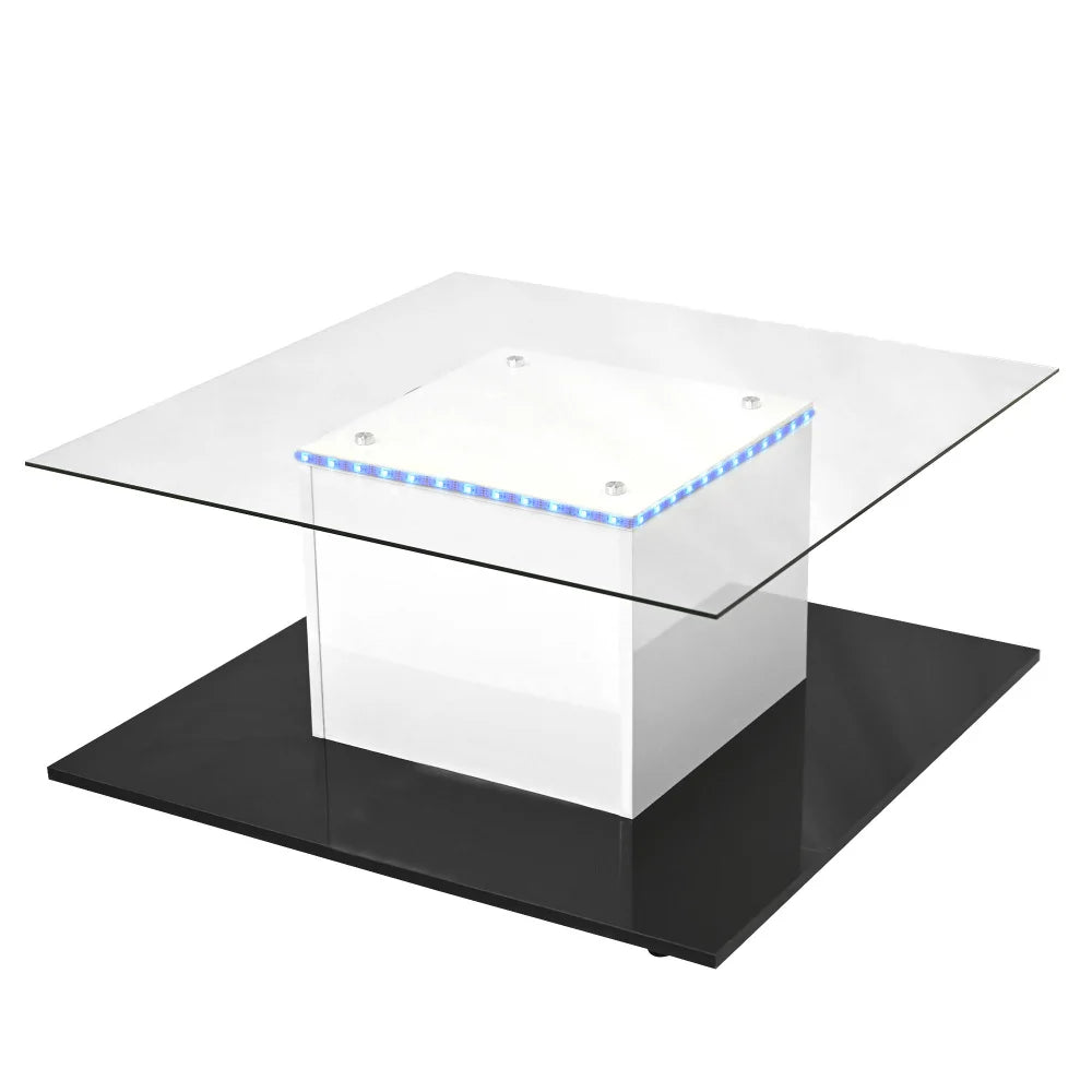 Table basse carrée en verre LED