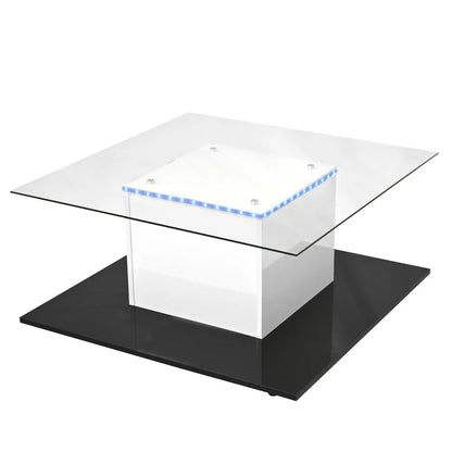 Table basse carrée en verre LED