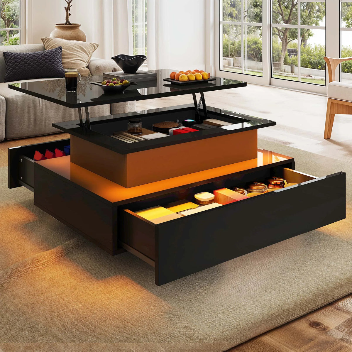 Table basse verre éclairage LED