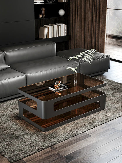 Table basse bois verre design