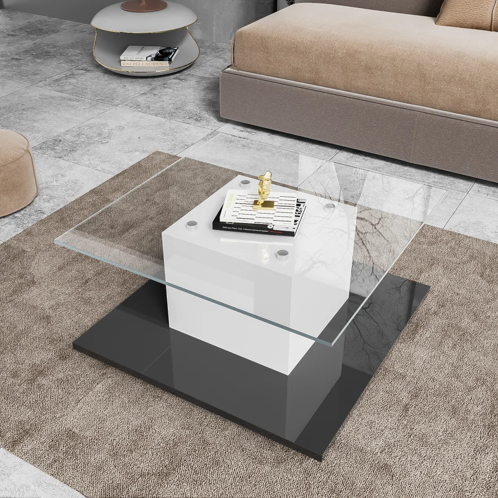 Table basse carrée en verre LED