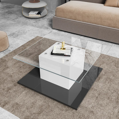 Table basse carrée en verre LED