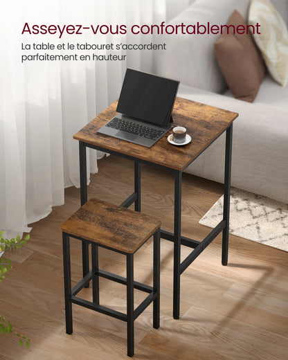 Table haute bois avec chaises