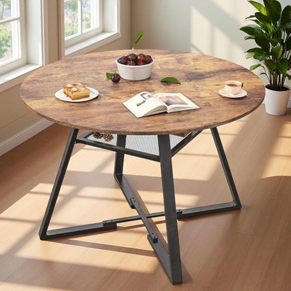 Table ronde en bois pieds métal