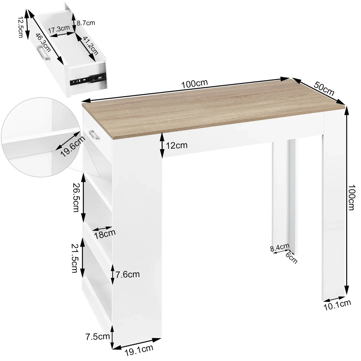 Table haute bois