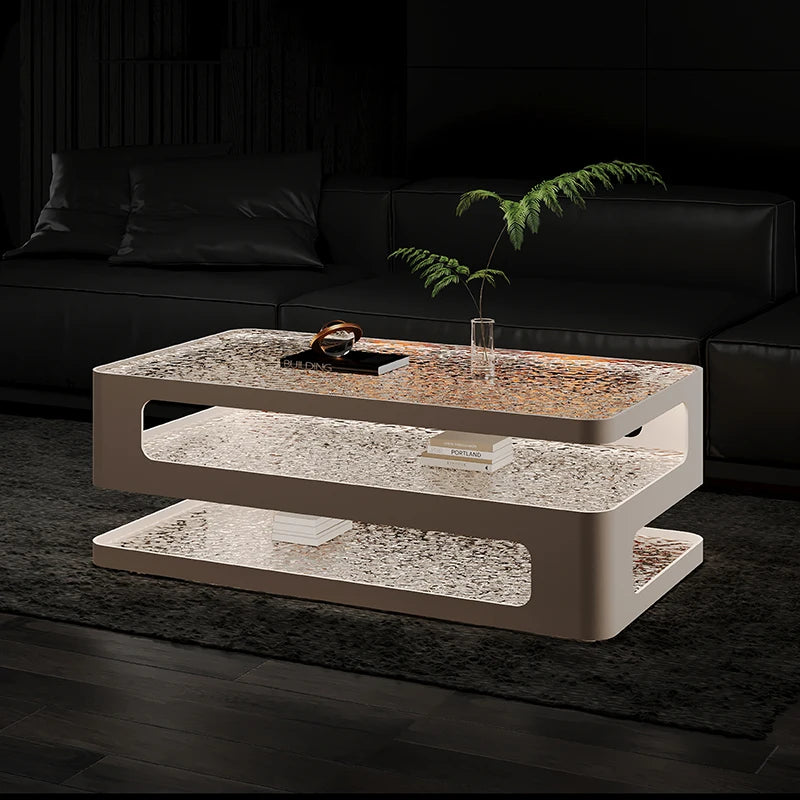 Table basse bois verre design