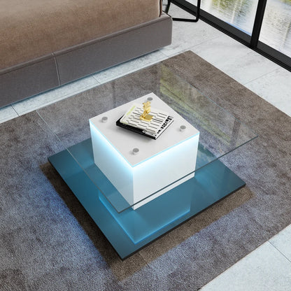 Table basse carrée en verre LED