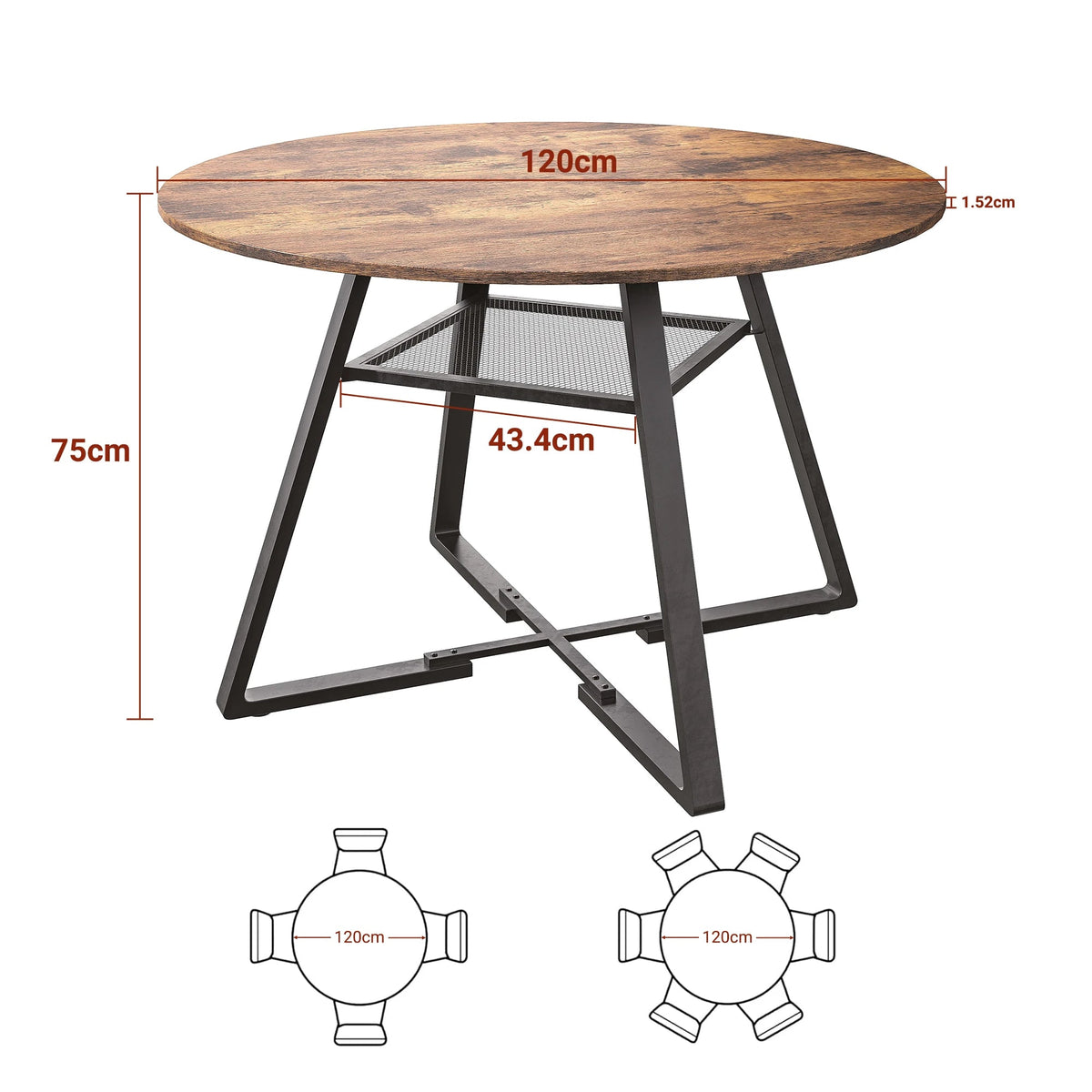 Table ronde en bois pieds métal