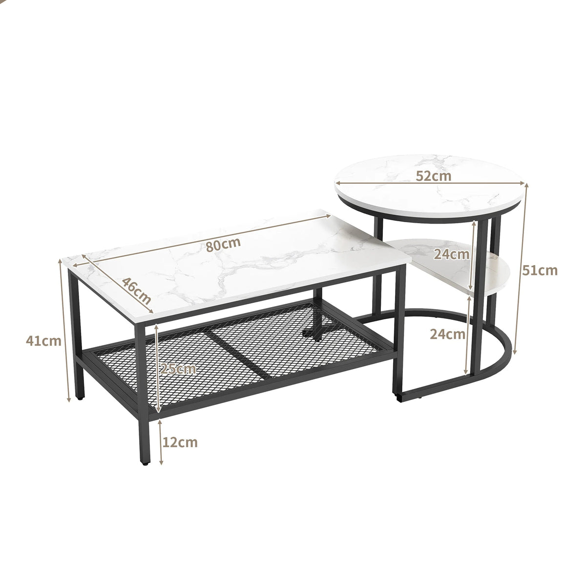 Table basse marbre gigogne