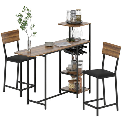 Table haute bois + 2 tabourets