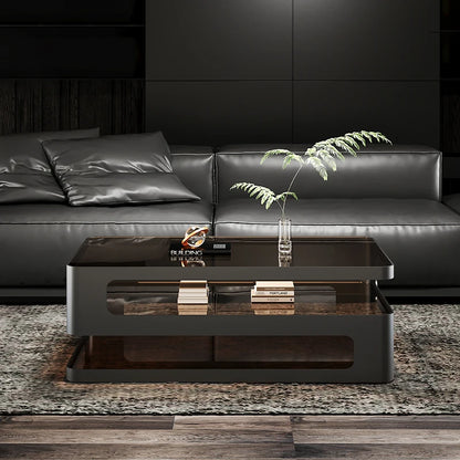 Table basse bois verre design