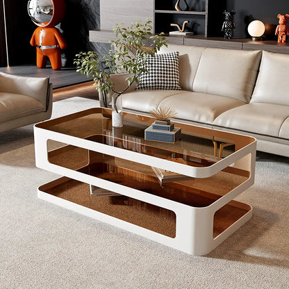 Table basse bois verre design