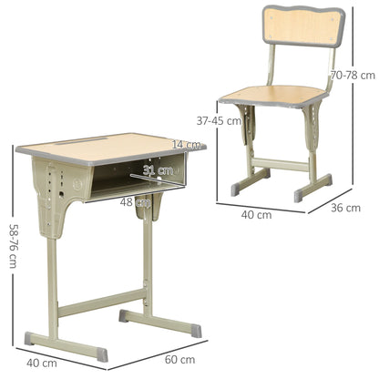 Table enfant en bois et métal avec casier, 1 chaise