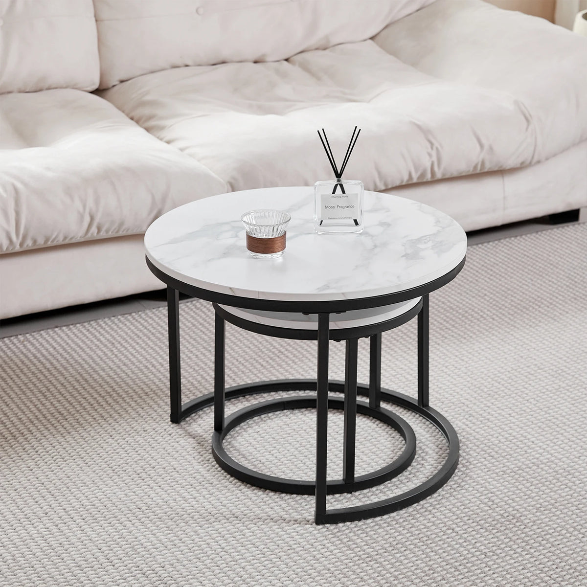 Table basse marbre ronde gigogne