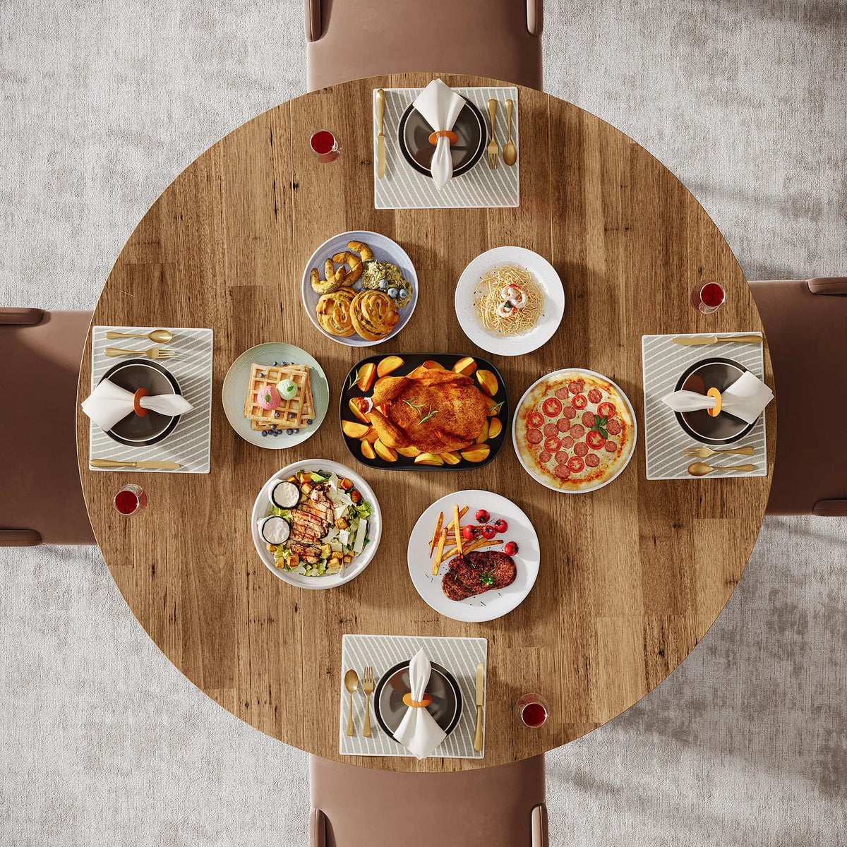 Table à manger ronde en bois pieds métal
