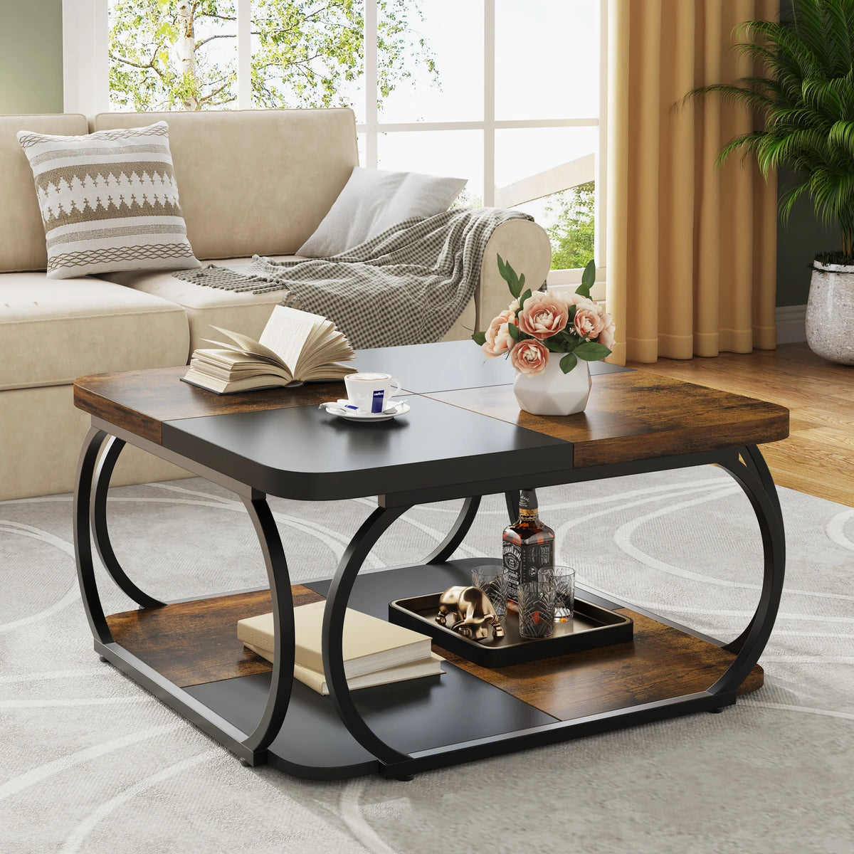 Table basse bois 2 plateaux