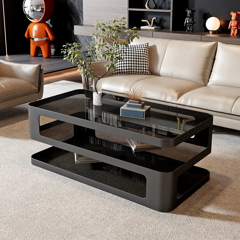 Table basse bois verre design