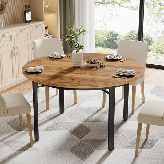 Table à manger ronde en bois pieds métal