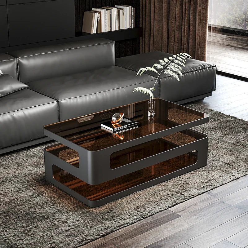 Table basse bois verre design