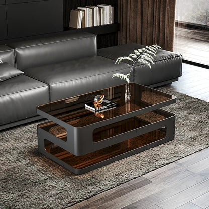 Table basse bois verre design
