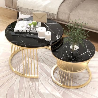 Table basse marbre noir gigogne