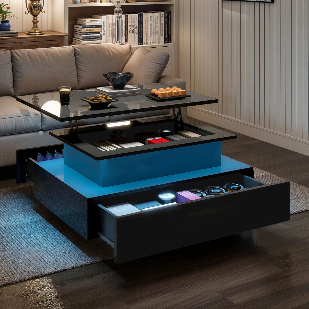 Table basse verre éclairage LED