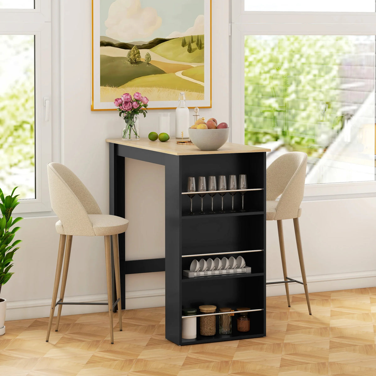 Table haute avec rangements