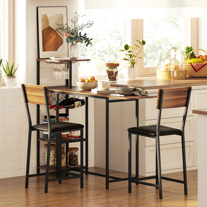 Table haute bois + 2 tabourets