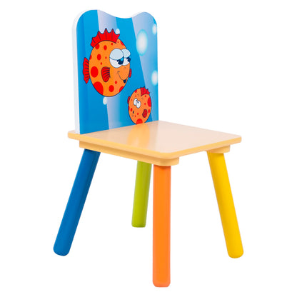 Table enfant en bois, 2 chaises