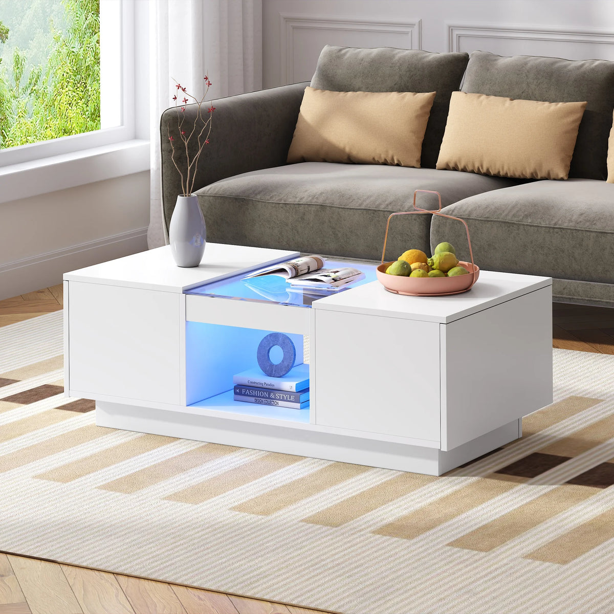 table basse blanche en verre
